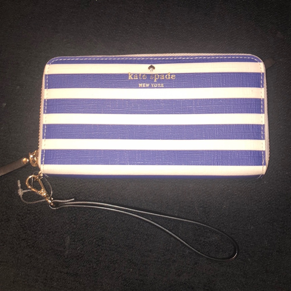 Kate Spade stripped wristlet purse